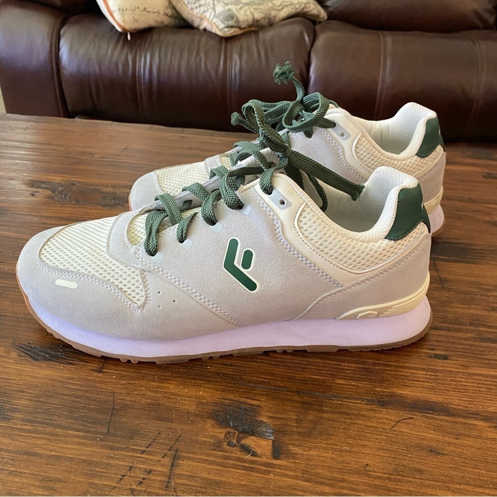 FitVille Men's Retro Running Shoes Extra Wide Size  10.5 Sneakers White Green